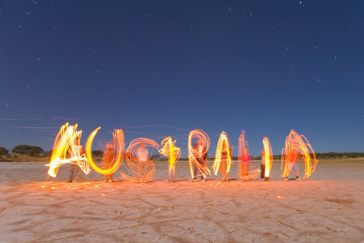 16mm, 30 sec, f 2.8, 3200 ISO, 9 burning sticks and a million stars.