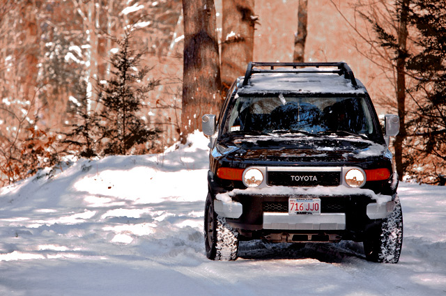 First Snow-Trails in the woods-New Car