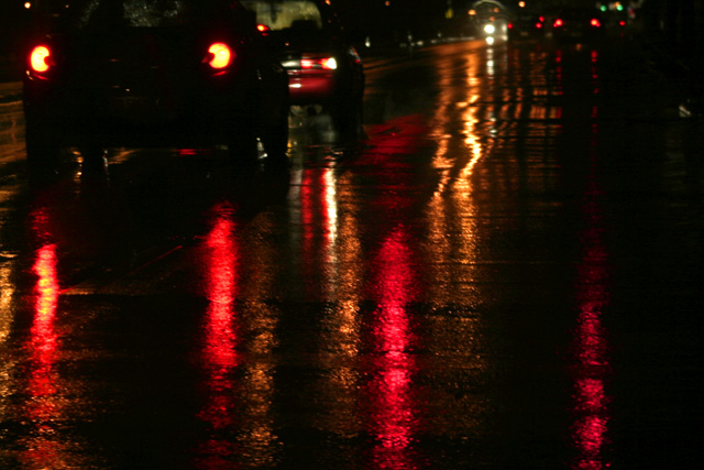 reflections on a rainy night