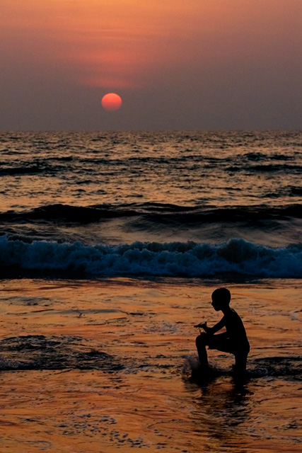 Boy at sunset