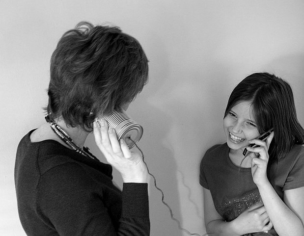 Noise on the line:  Mother and Daughter compare childhood cell phones