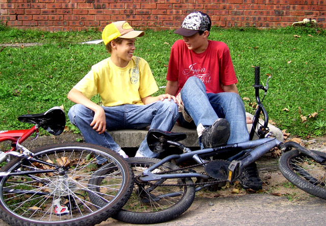 Two Boys. Two Bicycles.