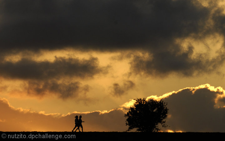 Peaceful walk, menacing sky