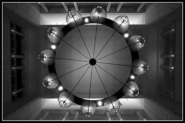 Below a web of light