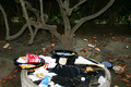 Empty trash can full of trash