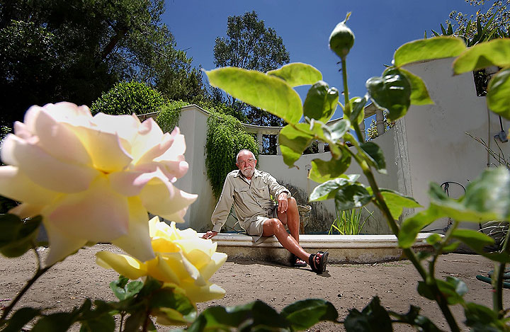 Athol Fugard among the roses
