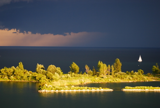 Island portrait in the light of the setting sun