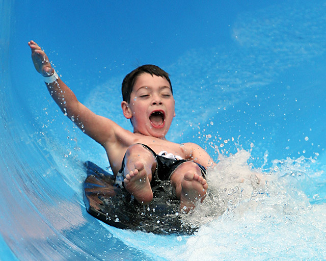 First Ride on Water Slide