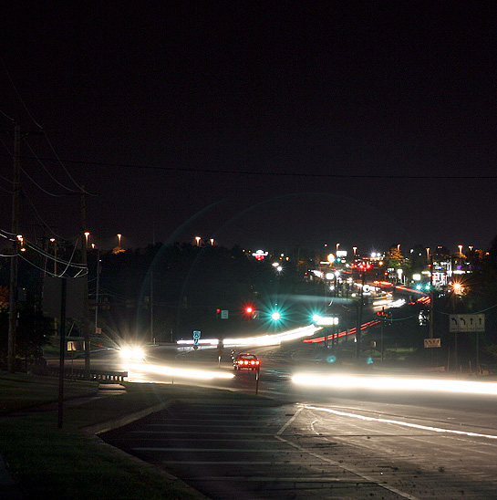 Heading toward distant lights.