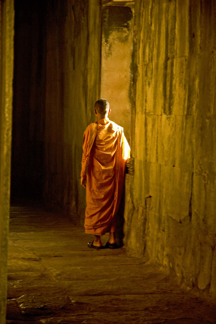 Pensive Monk at Angkor Wat