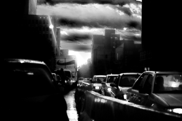 stuck in traffic