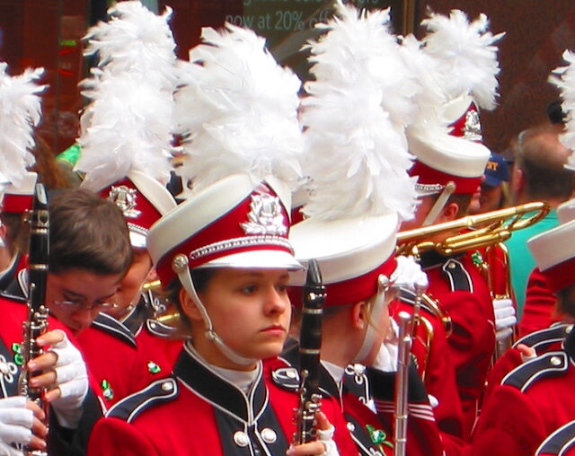 Butterflies (a high school band waits before marching in NYC's St. Patrick's Day parade on 5th Ave)