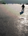 skating on icy lake