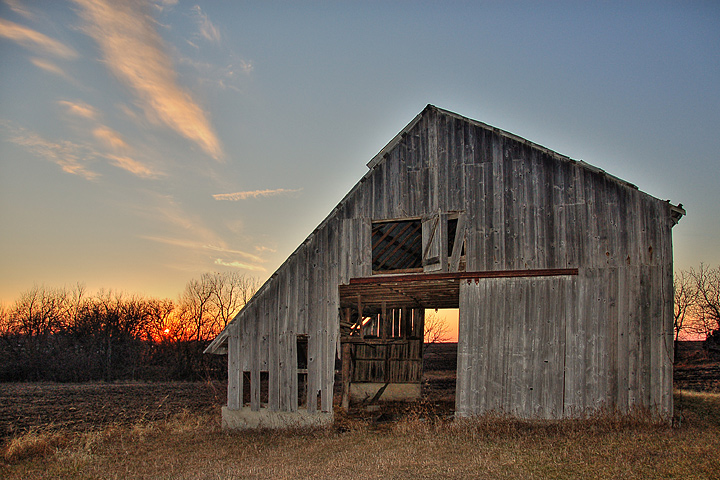 Barn At Sunset