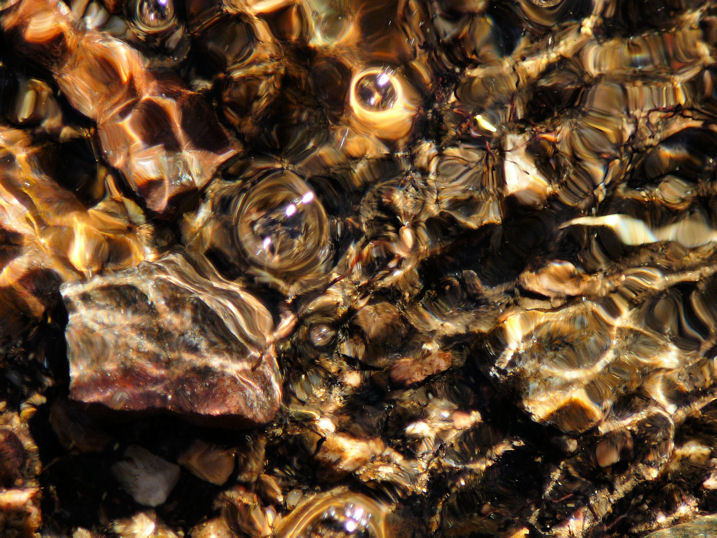 rocks and bubbles in a stream