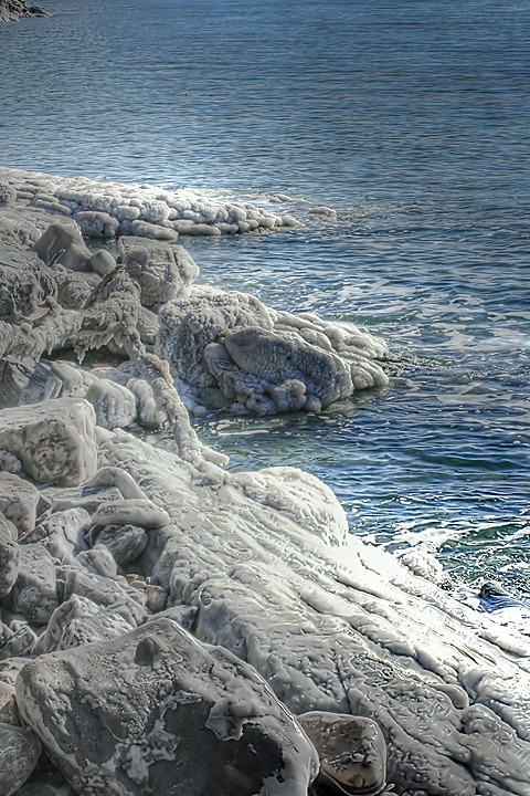 Salts of Sodom on the Dead Sea seashore