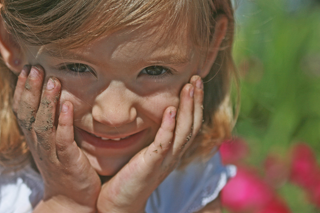 Playing in her Garden