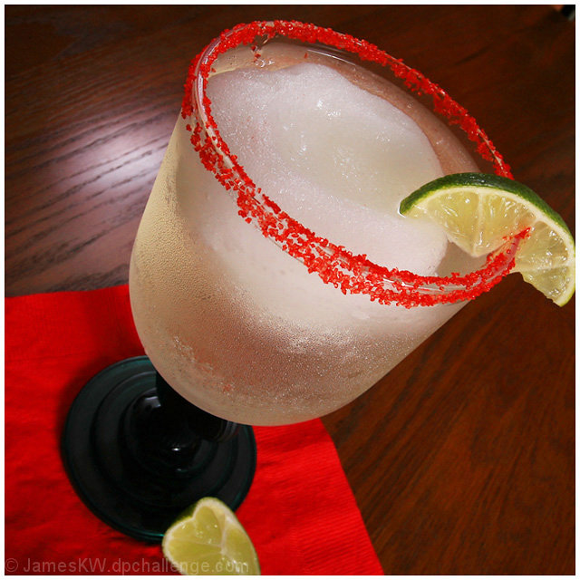 Margarita-1oz Lime Juice, 1oz Cointreau, 2oz Tequila, Fine Sea Salt, Ice