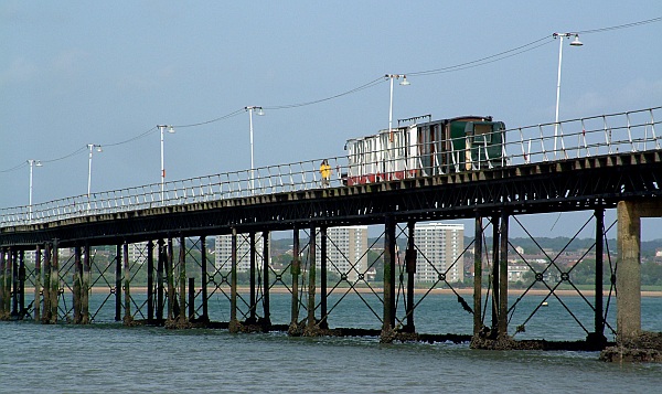 Transporting passengers down Hythe Pier