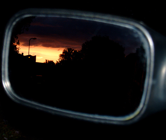 Sunset from Car Mirror