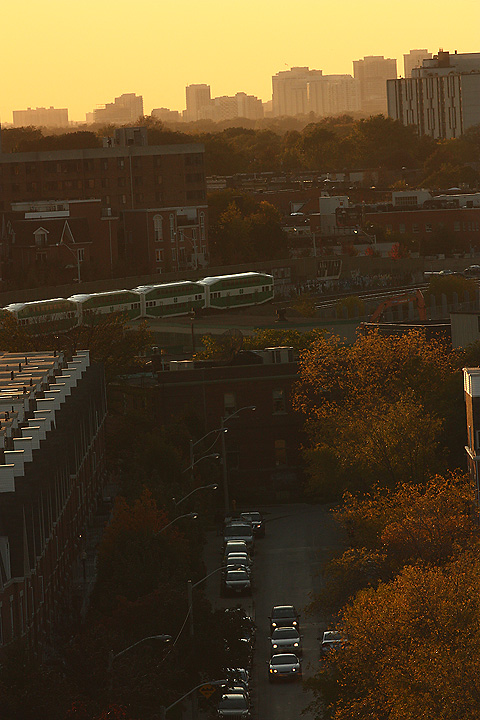 Train Tracks Dividing City High-Rises from Suburban Townhomes