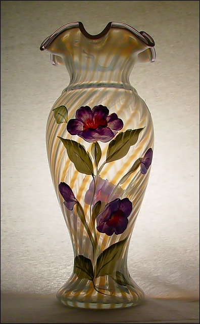 Hand Painted Fenton Glass Vase