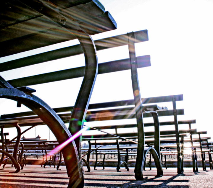 Benches Washed in Light