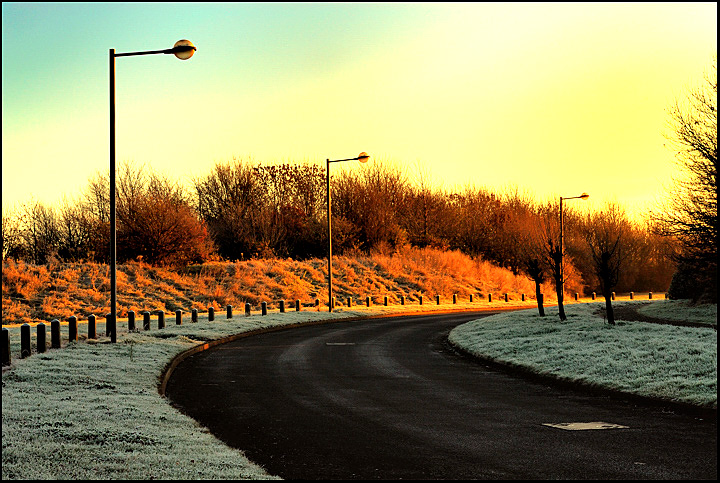 A cold English morning outside my house.