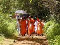 Monks & schoolchildren on a field trip