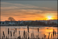 Sunset on the frozen pond