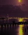 Moonlight over the harbor