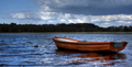 Lonely boat on the sea