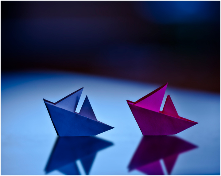 His & Her Post-it Boats - Moonlit Serenity