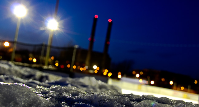 Hockey night under city lights