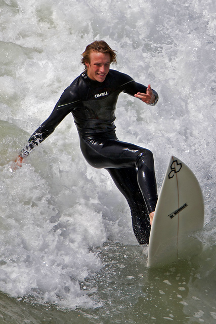 Caution - Friendly surfer crossing  