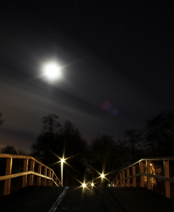 Moon on bridge