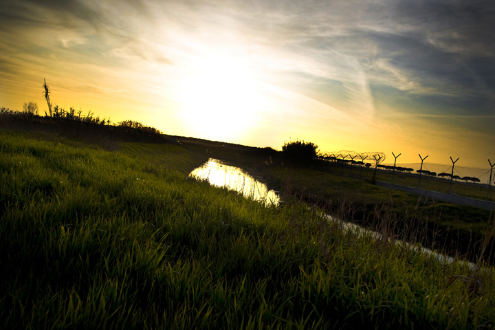 Oblique sunset