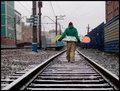 He has forgotten to buy a train ticket:)
