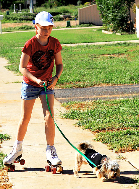 Playing with her dog