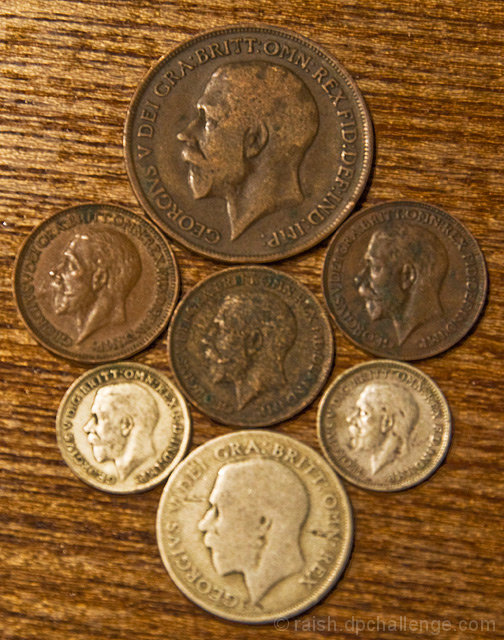 George V (one shilling sevenpence and three farthings)