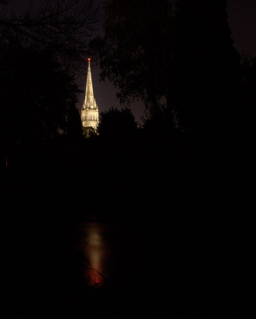 Cathedral glows at night