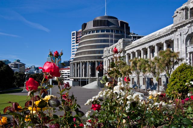 Beehive and NZ Parliament Building