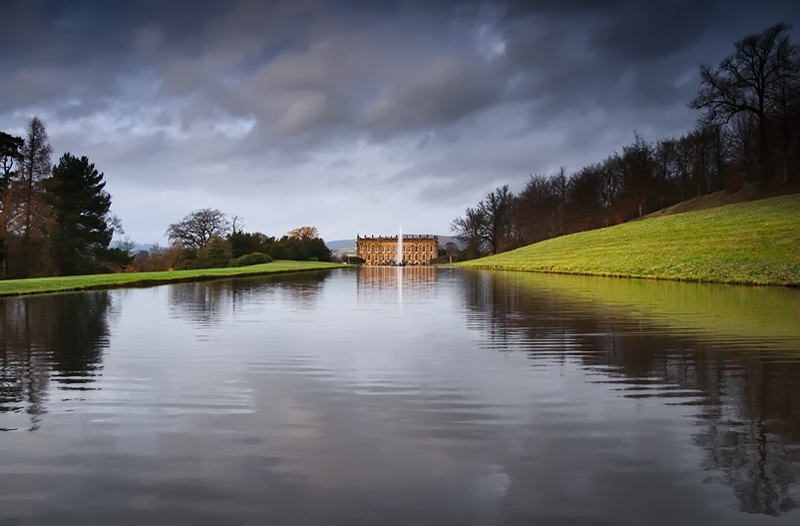 Chatsworth House on a moody day