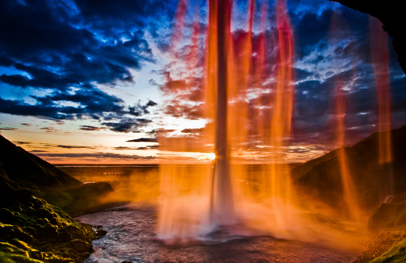Behind the waterfall
