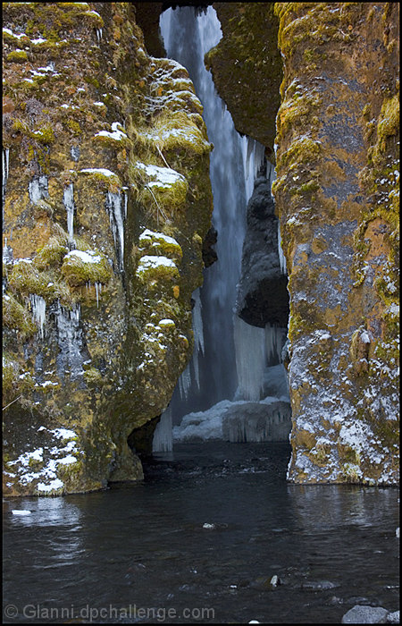 Framed by rocks