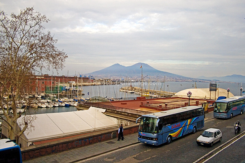 Naples:Postcard with car and bus