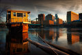 The Riverfront at Sunset