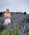 A girl in purple fields