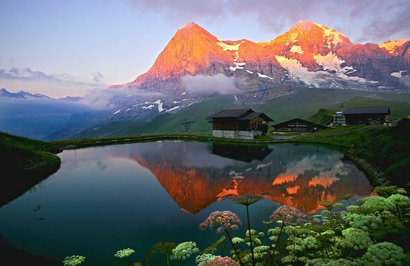 Eiger and Monch Alpenglow