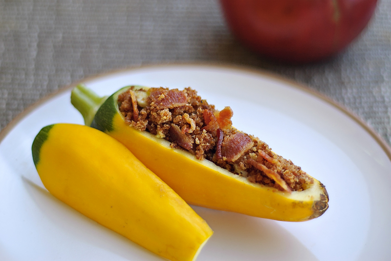 Zucchini Stuffed With Bacon and Breadcrumbs